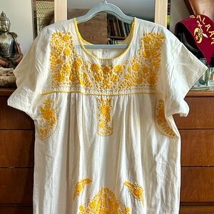 White and Yellow Embroidered Tehuhecan dress
